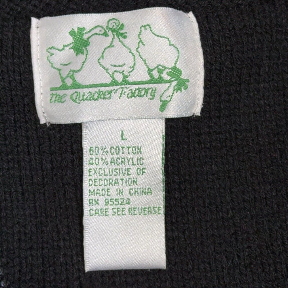 Quacker Factory Sweater Vest Daisy Bees Hooded Zip Up Embellished Embroidered Lg - Picture 10 of 11